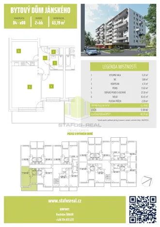 Pronájem bytu 2+kk, Olomouc, Janského, 63 m2