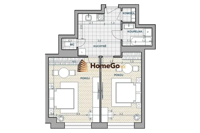 Pronájem bytu 2+1, Praha - Nusle, U gymnázia, 54 m2