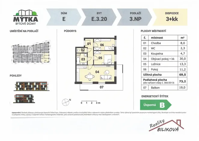Pronájem bytu 3+kk, Brandýs nad Labem-Stará Boleslav, Hlavenecká, 72 m2