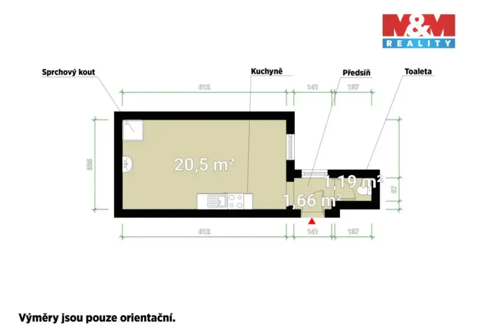 Pronájem bytu 1+kk, Plzeň - Východní Předměstí, Koterovská, 22 m2