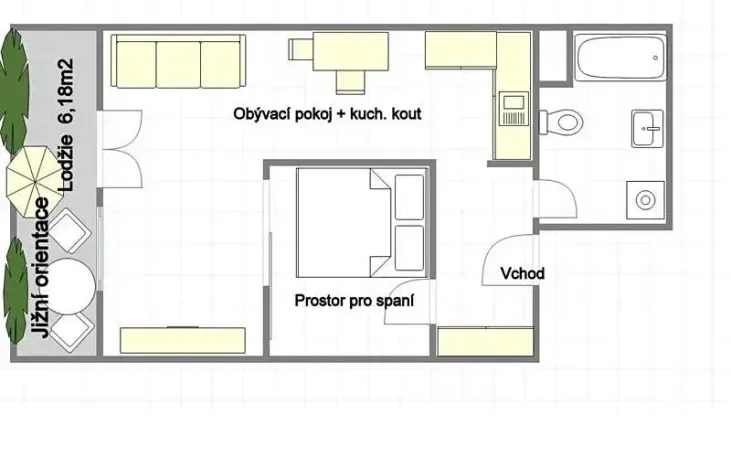 Pronájem bytu 2+kk, Praha - Michle, Pod Bohdalcem I, 50 m2