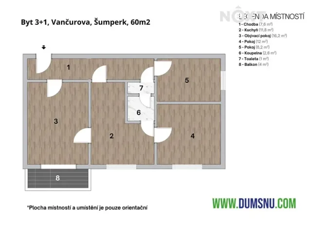 Pronájem bytu 3+1, Šumperk, Vančurova, 60 m2
