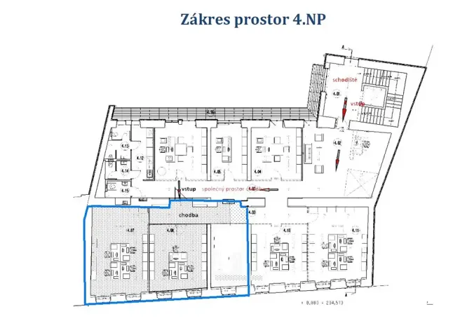 Pronájem kanceláře, Brno, Cejl, 102 m2