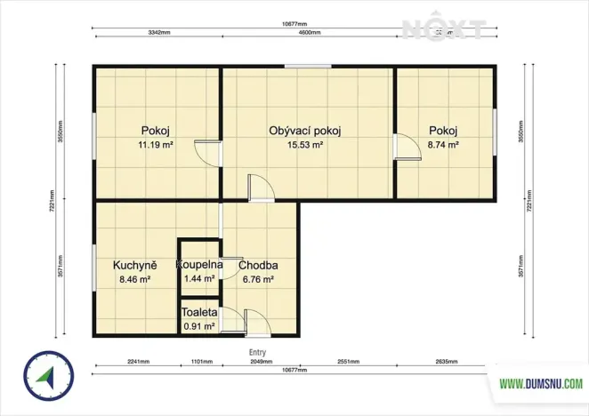 Prodej bytu 3+1, Krchleby, 55 m2