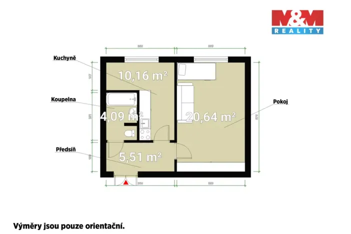 Pronájem bytu 1+1, Plzeň, Železničářská, 41 m2