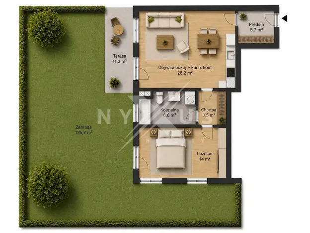 Prodej bytu 2+kk, Praha - Čimice, Vaňkova, 58 m2