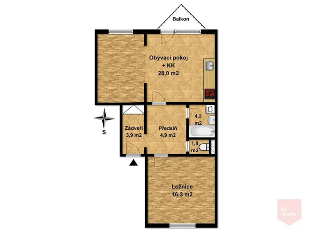 Pronájem bytu 2+kk, Praha - Horní Počernice, Markupova, 59 m2