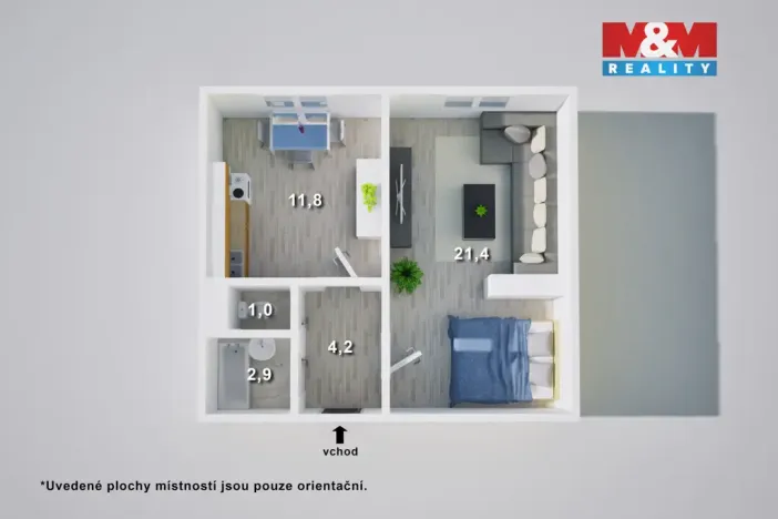Pronájem bytu 1+1, Ústí nad Labem - Krásné Březno, Rozcestí, 41 m2