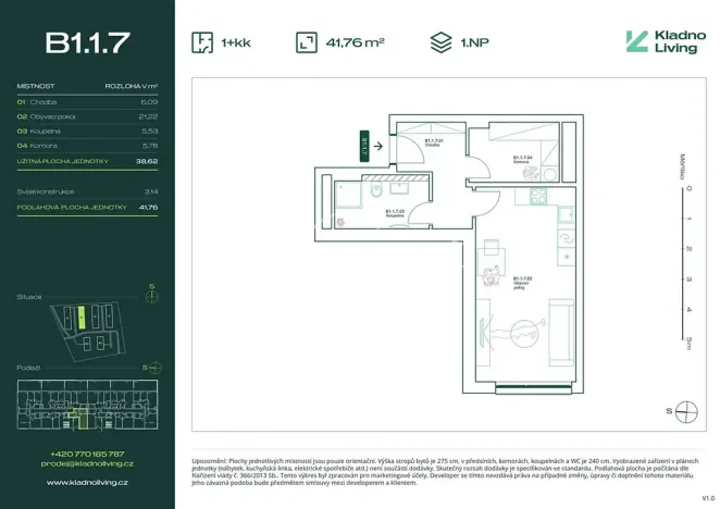 Prodej bytu 1+kk, Kladno, Pražská, 39 m2