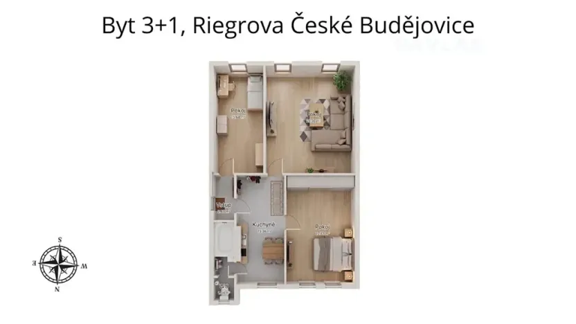 Prodej bytu 2+1, České Budějovice, Riegrova, 89 m2