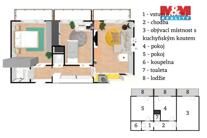 Pronájem bytu 3+kk, Kladno - Kročehlavy, Unhošťská, 63 m2