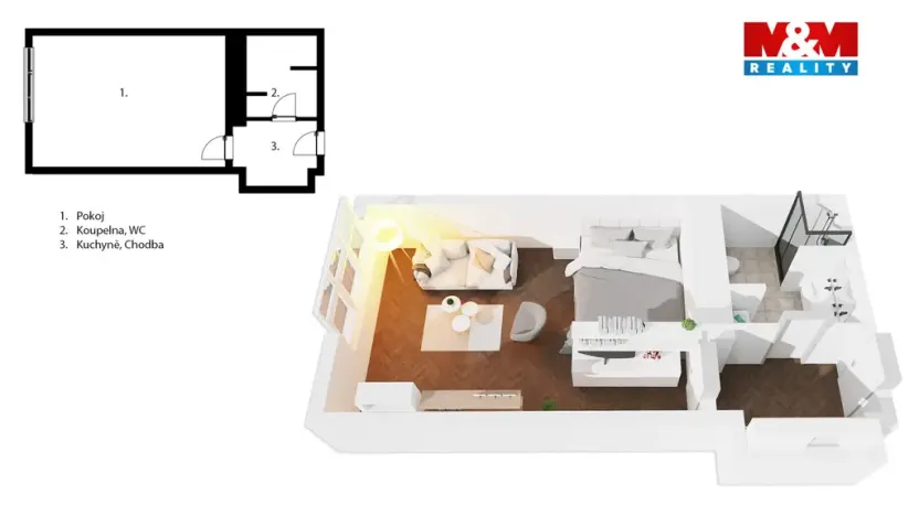 Pronájem bytu 1+kk, Praha - Josefov, Valentinská, 31 m2