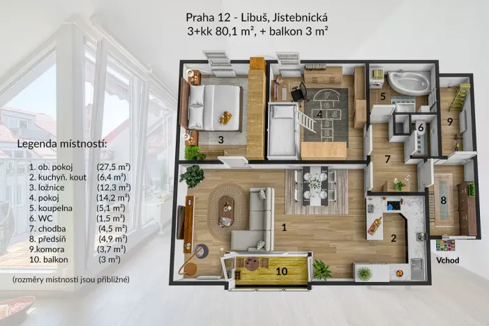 Pronájem bytu 3+kk, Praha - Libuš, Libušská, 80 m2