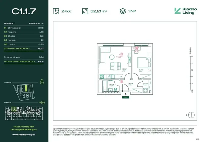 Prodej bytu 2+kk, Kladno, Pražská, 48 m2