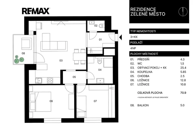 Pronájem bytu 3+kk, Praha - Hrdlořezy, Učňovská, 71 m2