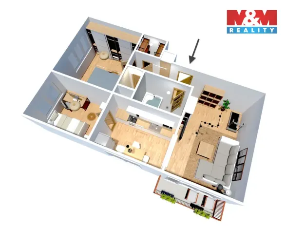 Prodej bytu 3+1, Vimperk - Hrabice, 63 m2