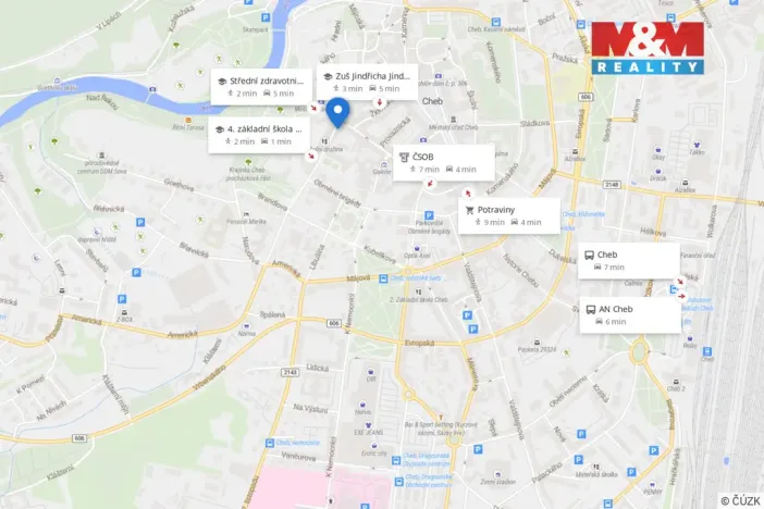 Prodej bytu 3+1, Cheb, Hradební, 56 m2