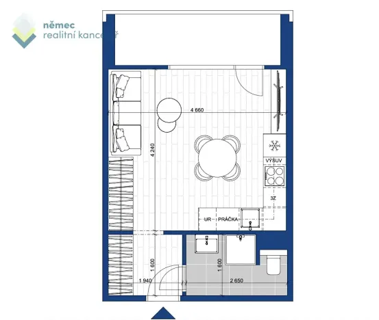 Pronájem bytu 1+kk, Praha - Kamýk, Otradovická, 34 m2
