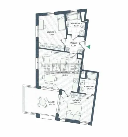 Pronájem bytu 3+kk, Praha - Hlubočepy, Schránilova, 71 m2