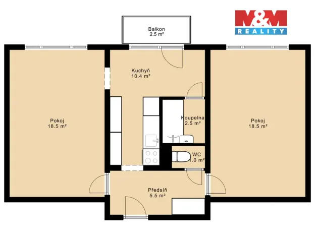 Prodej bytu 2+1, Jindřichův Hradec, sídliště Vajgar, 56 m2