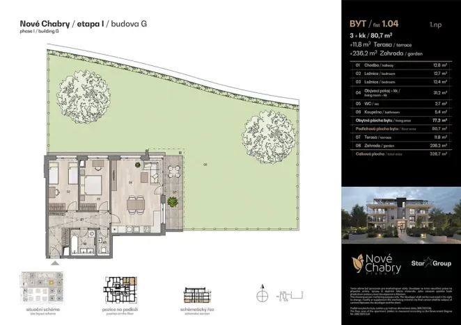 Prodej bytu 3+kk, Praha - Dolní Chabry, Měděnecká, 80 m2