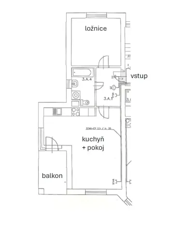 Pronájem bytu 2+kk, Praha - Letňany, Stará náves, 52 m2