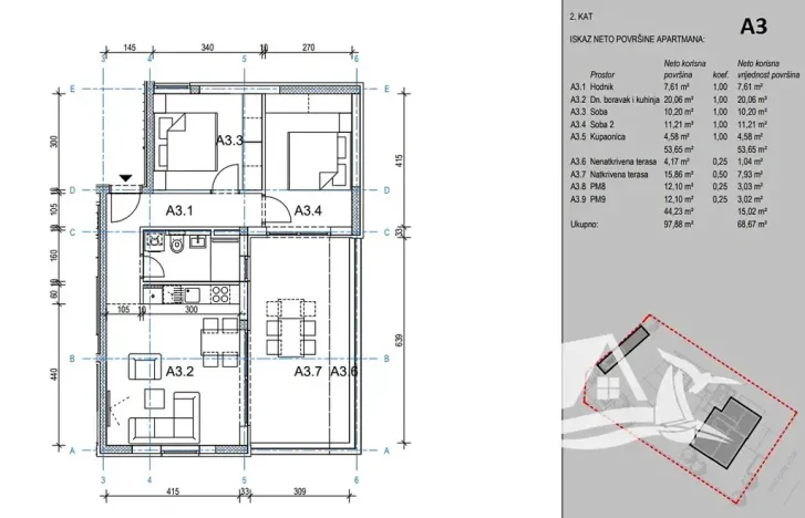 Prodej bytu 3+kk, Novalja, Chorvatsko, 60 m2