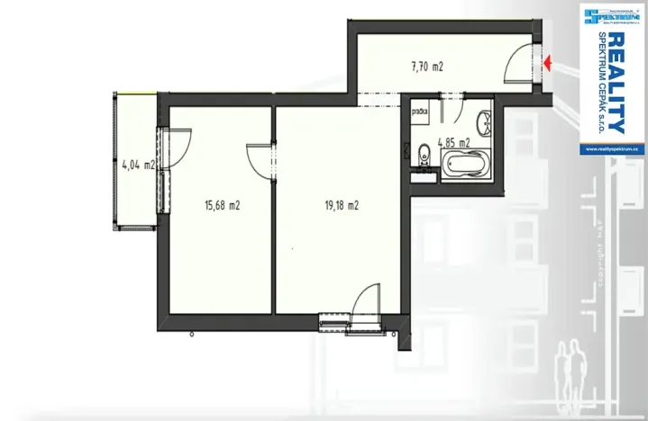 Pronájem bytu 2+kk, Trhové Sviny, Za Pilou, 47 m2
