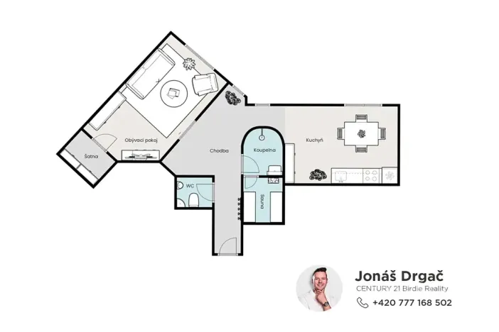 Pronájem bytu 2+kk, Praha - Hostivař, Pražská, 63 m2