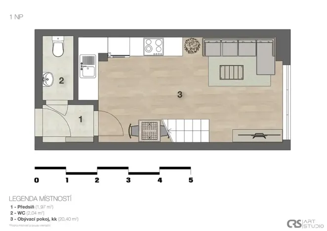 Pronájem bytu 2+kk, Praha - Libeň, Novákových, 46 m2