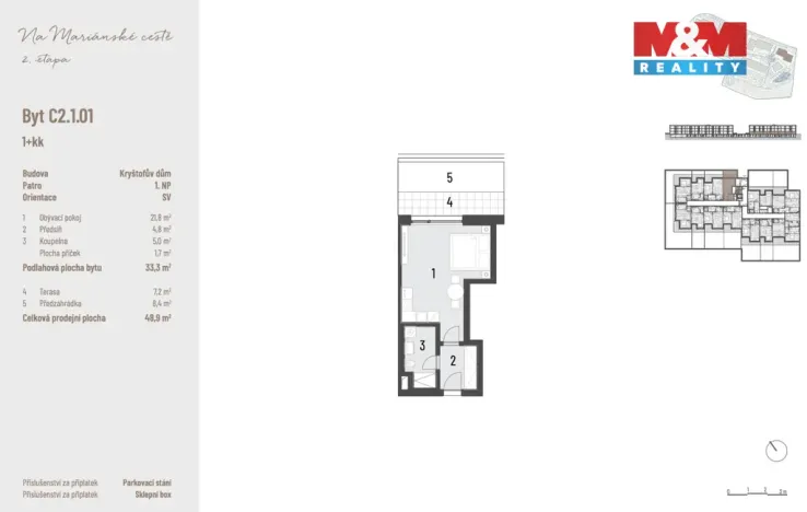 Prodej bytu 1+kk, Brandýs nad Labem-Stará Boleslav, Dřevčická, 33 m2