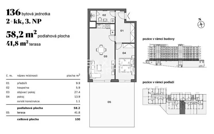 Prodej bytu 2+kk, Praha - Modřany, Československého exilu, 58 m2
