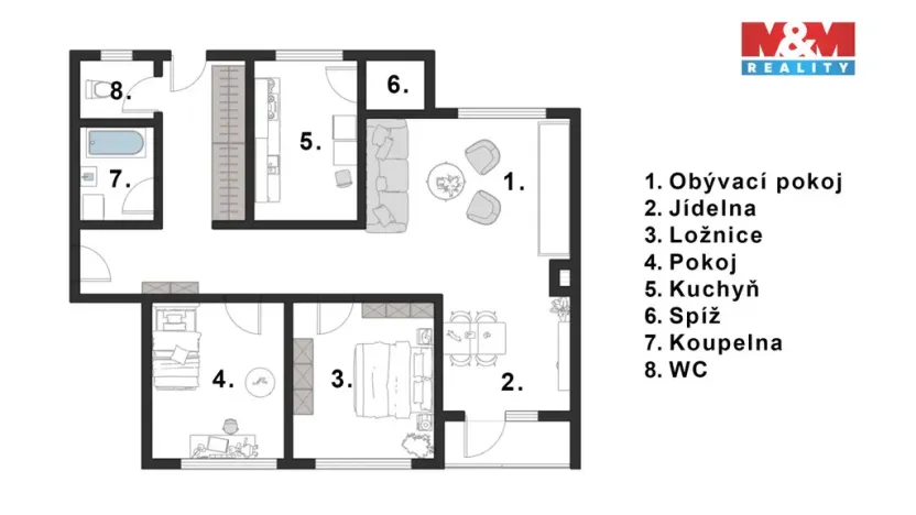 Prodej bytu 3+1, Kladno, Kordačova, 76 m2