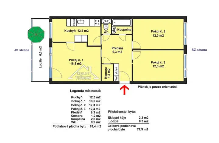 Prodej bytu 3+1, Praha - Modřany, Hausmannova, 78 m2