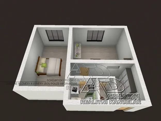 Pronájem bytu 1+1, České Budějovice, 44 m2