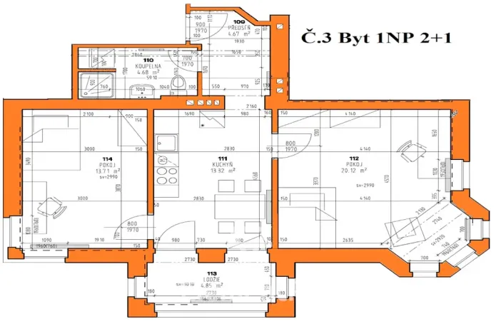 Pronájem bytu 2+1, Hradec Králové, V Lipkách, 62 m2