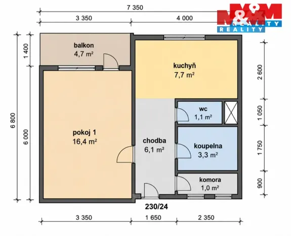 Pronájem bytu 1+1, Radvanice, 36 m2