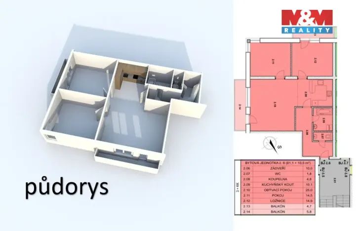 Prodej bytu 3+kk, Břežany II, 81 m2