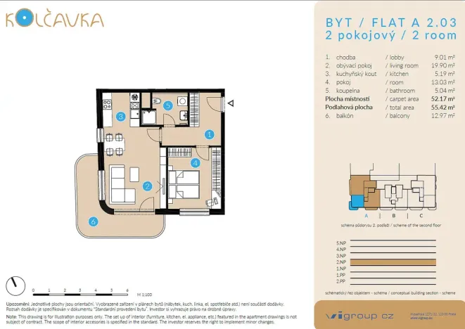 Prodej bytu 2+kk, Praha - Libeň, Nad Kolčavkou, 52 m2