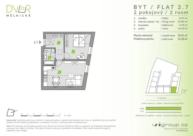 Prodej bytu 2+kk, Brandýs nad Labem-Stará Boleslav - Stará Boleslav, Mělnická, 50 m2