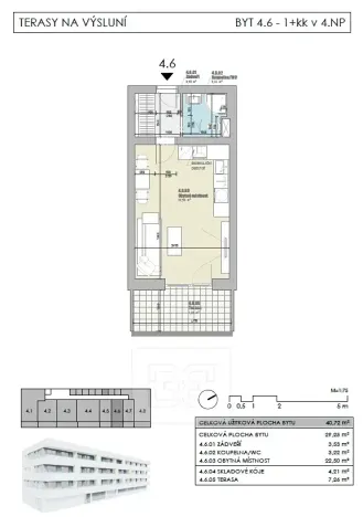 Pronájem bytu 1+kk, Boskovice, Na Výsluní, 38 m2