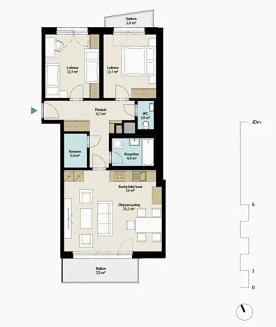 Prodej bytu 3+kk, Praha - Malešice, Polygrafická, 76 m2