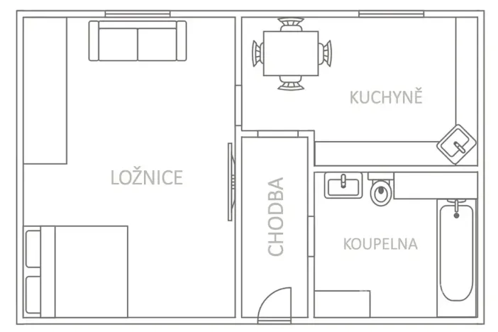 Prodej bytu 1+1, Bílina, Sídliště Za Chlumem, 35 m2