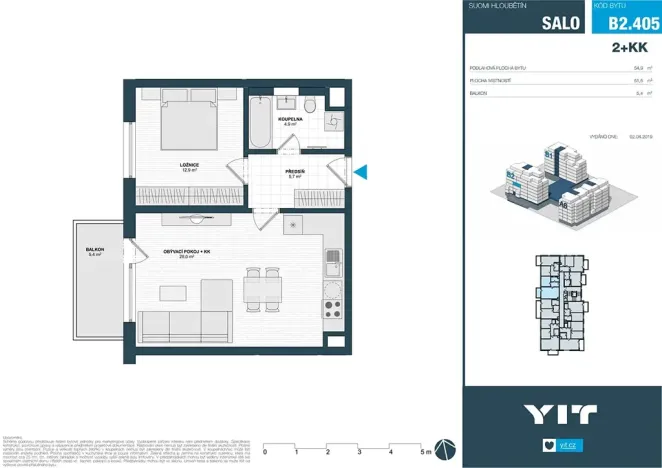 Pronájem bytu 2+kk, Praha - Hloubětín, Waltariho, 55 m2