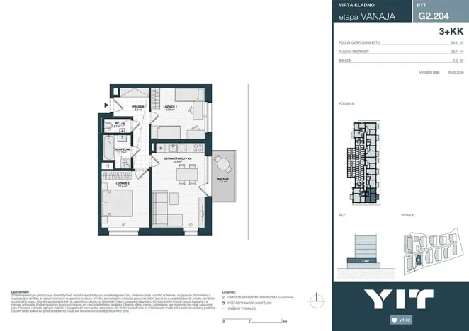 Prodej bytu 3+kk, Kladno, Unhošťská, 60 m2