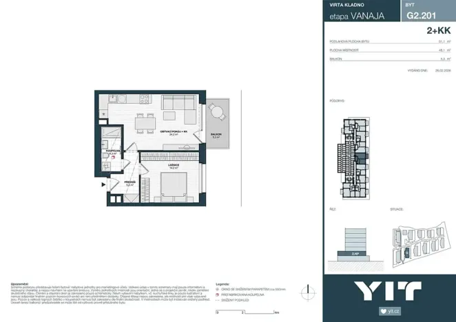 Prodej bytu 2+kk, Kladno, Unhošťská, 48 m2