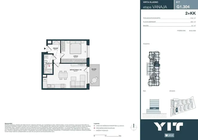Prodej bytu 2+kk, Kladno, Unhošťská, 49 m2