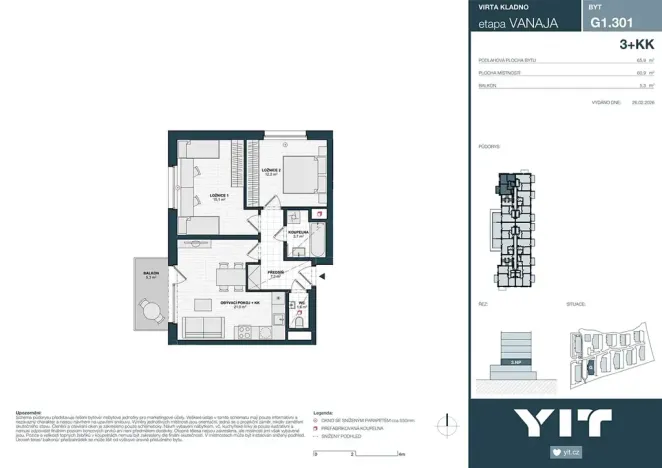 Prodej bytu 3+kk, Kladno, Unhošťská, 61 m2