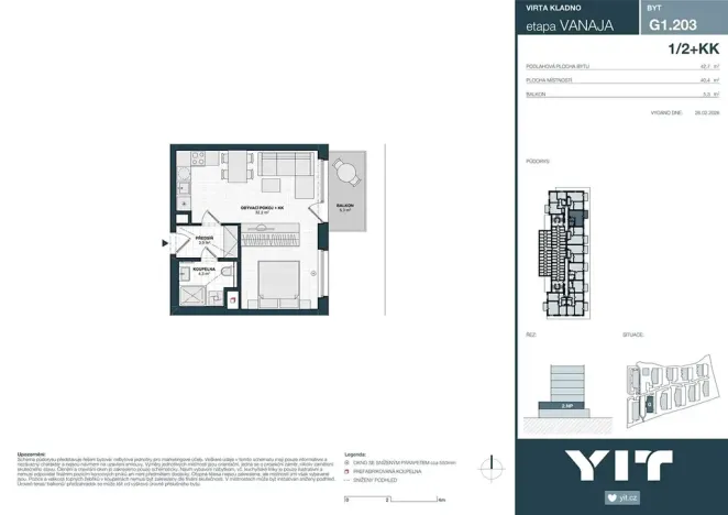 Prodej bytu 1+kk, Kladno, Unhošťská, 40 m2