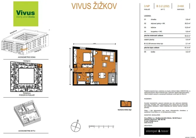 Prodej bytu 2+kk, Praha - Žižkov, Kaplířova, 61 m2
